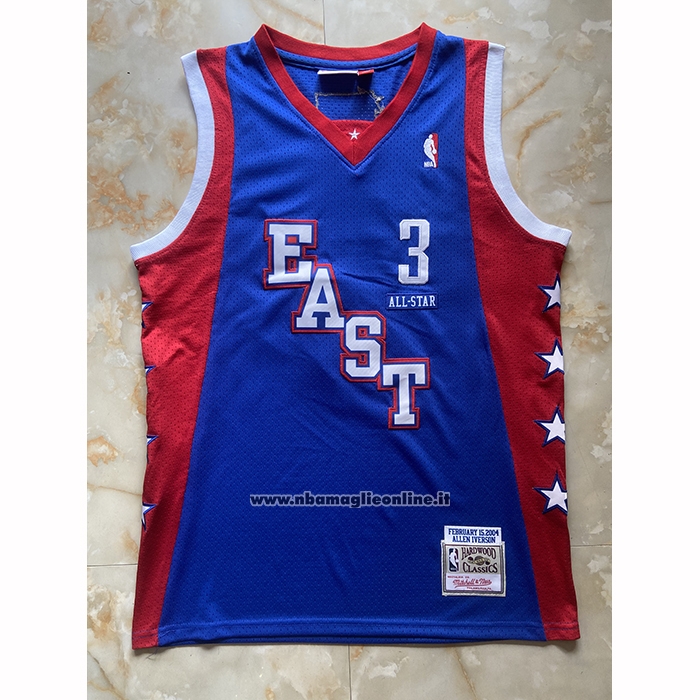 Maglia All Star 2024 Eastern Conference Allen Iverson No 3 Blu